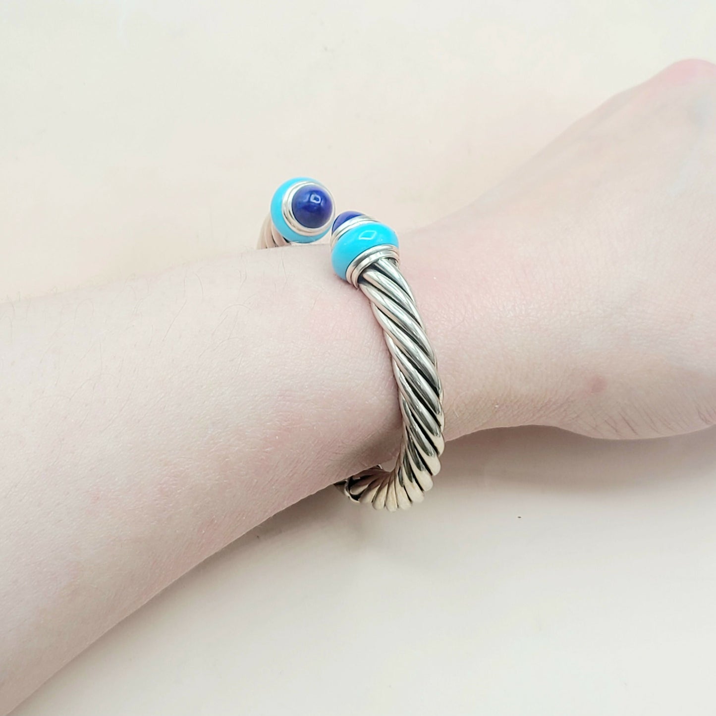    David Yurman Rondelle Cable Bracelet Lapis & Turquoise