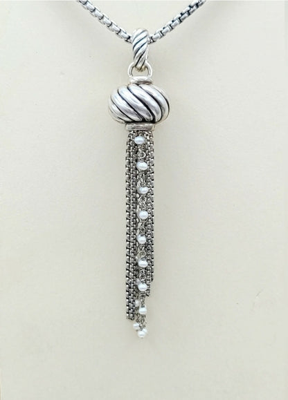    David Yurman Sculpted Pearl Tassel Pendant
