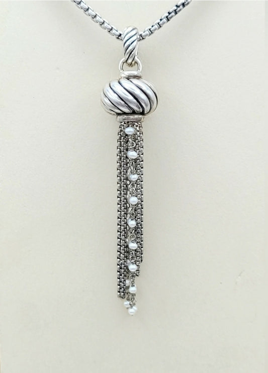    David Yurman Sculpted Pearl Tassel Pendant