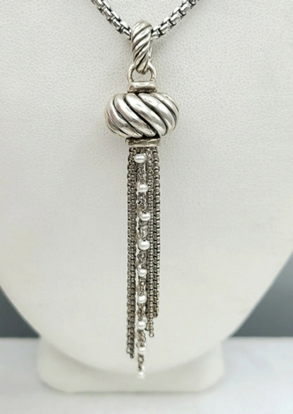    David Yurman Sculpted Pearl Tassel Pendant