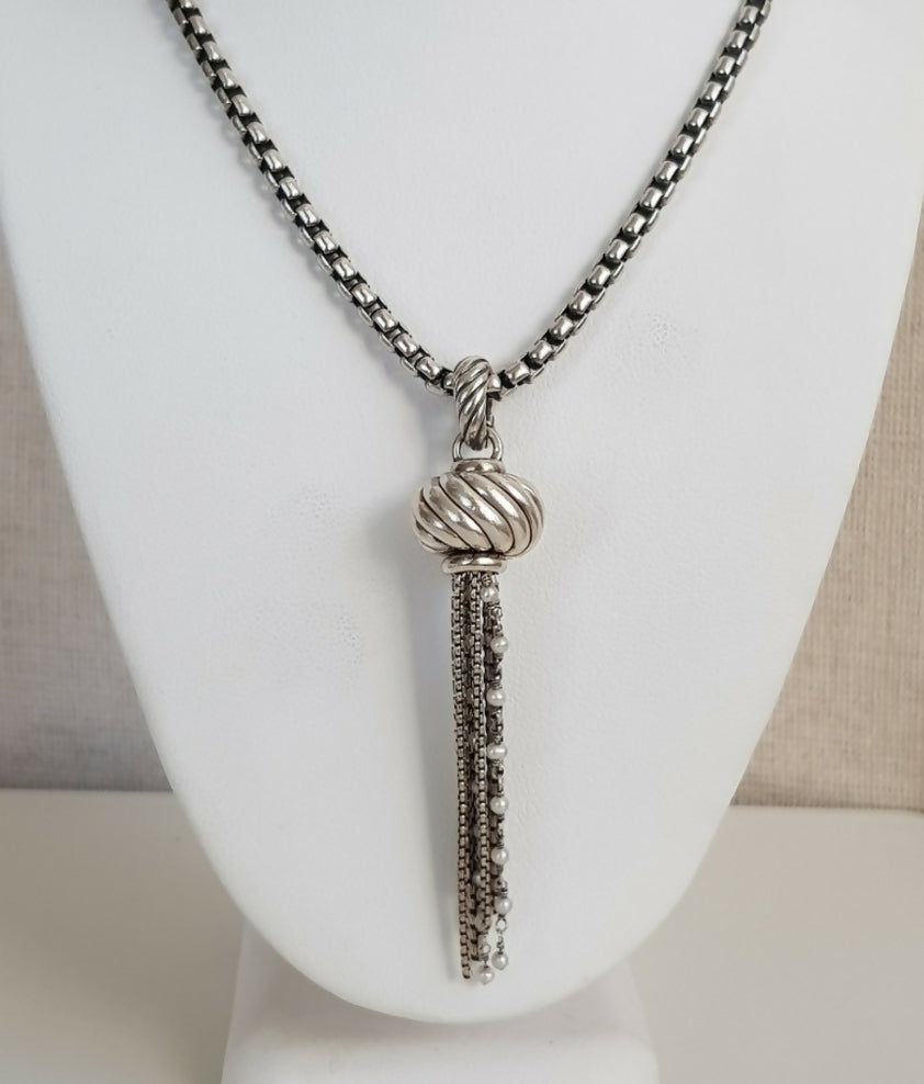    David Yurman Sculpted Pearl Tassel Pendant