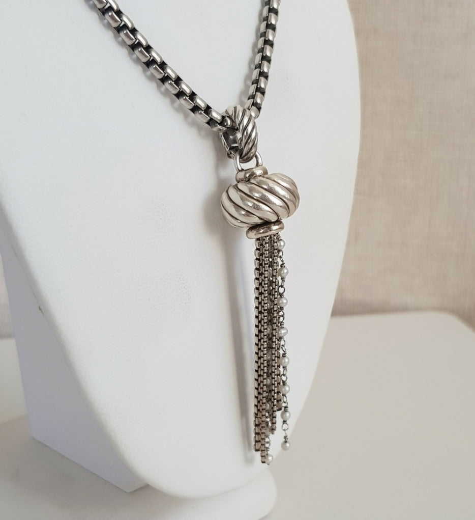    David Yurman Sculpted Pearl Tassel Pendant