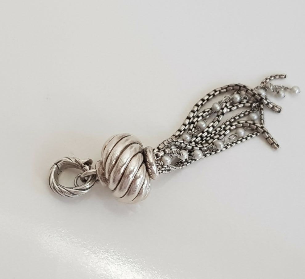    David Yurman Sculpted Pearl Tassel Pendant