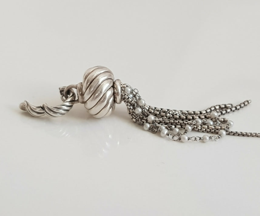    David Yurman Sculpted Pearl Tassel Pendant