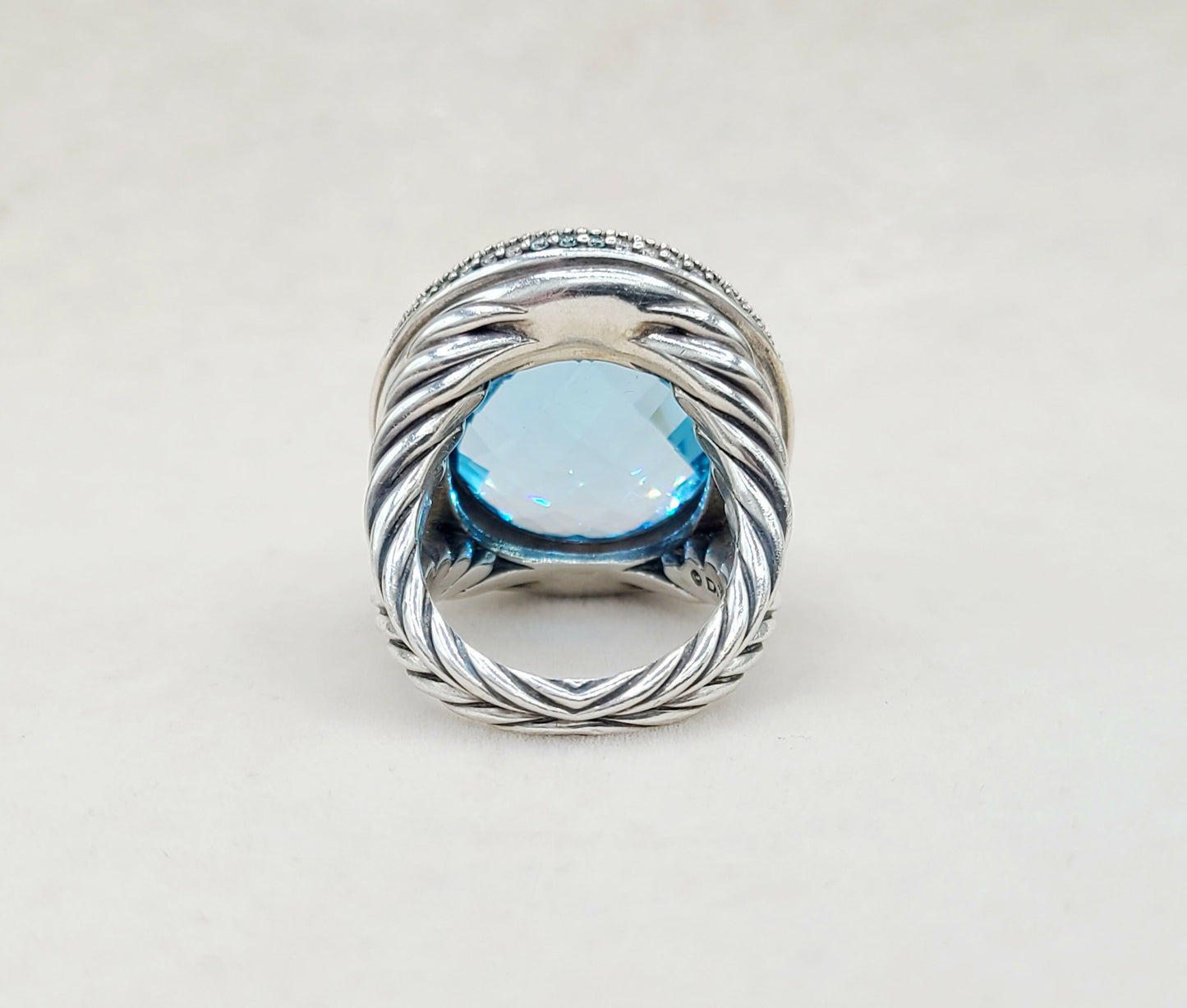    David Yurman Signature Oval Ring Blue Topaz & Diamonds