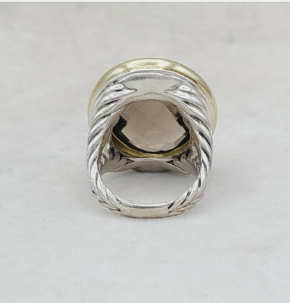    David Yurman Signature Oval Ring – Smoky Quartz & Gold