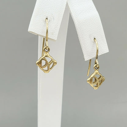    David Yurman Solid 18k Gold Drop Logo Earrings