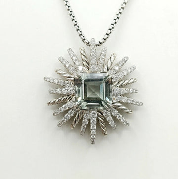  David Yurman Starburst Pendant – 30mm Prasiolite & Diamonds