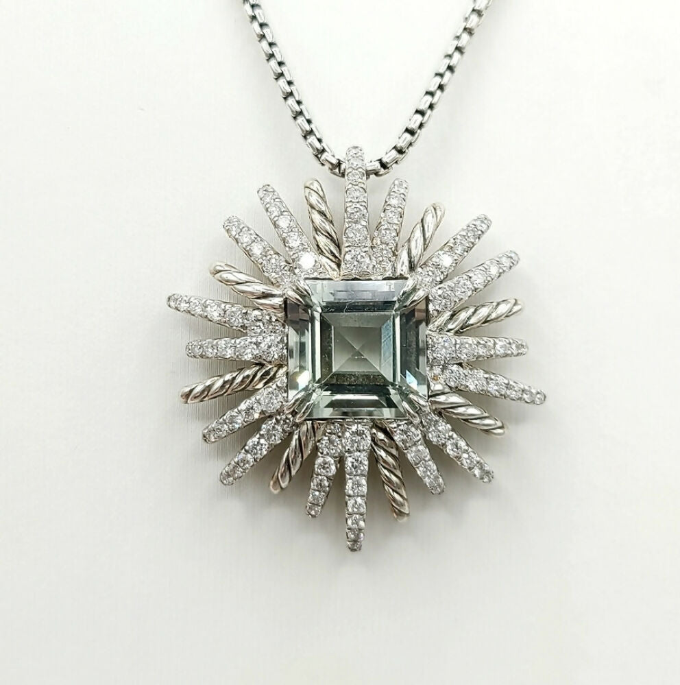    David Yurman Starburst Pendant – 30mm Prasiolite & Diamonds