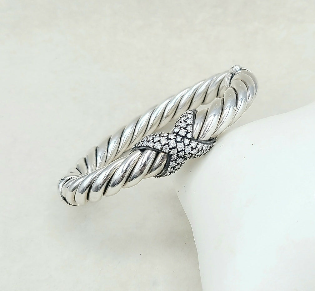    David Yurman Starlight Cable Bracelet Diamond X Vintage