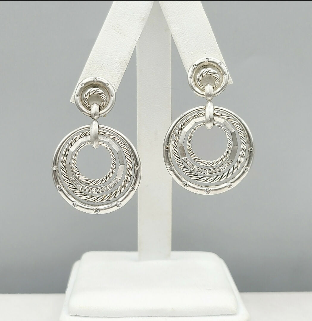    David Yurman-Stax-Drop-Earrings-With Diamonds
