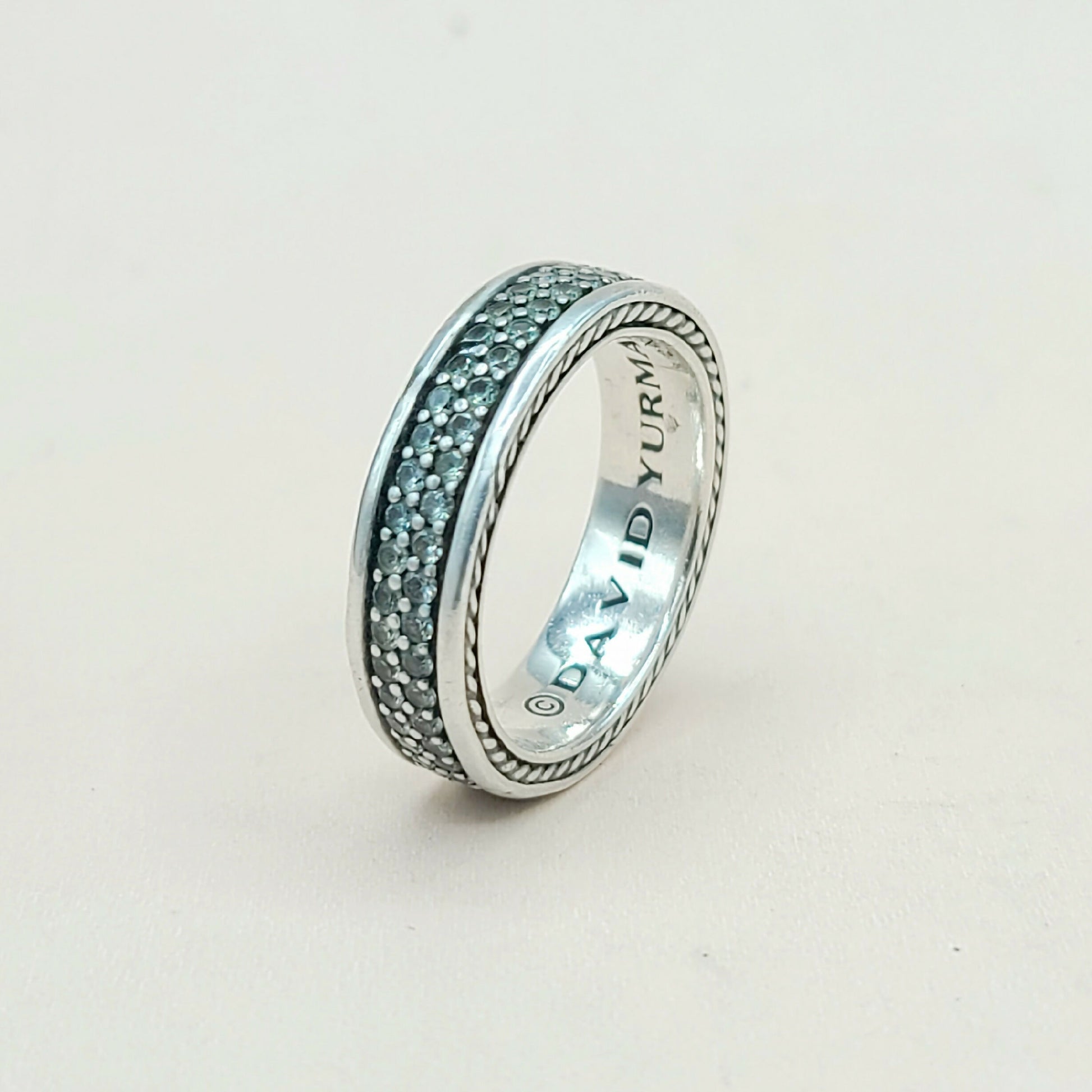    David Yurman Steamline Gray Sapphire Two Row Band Ring