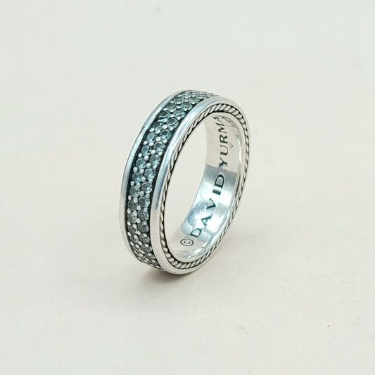    David Yurman Steamline Gray Sapphire Two Row Band Ring