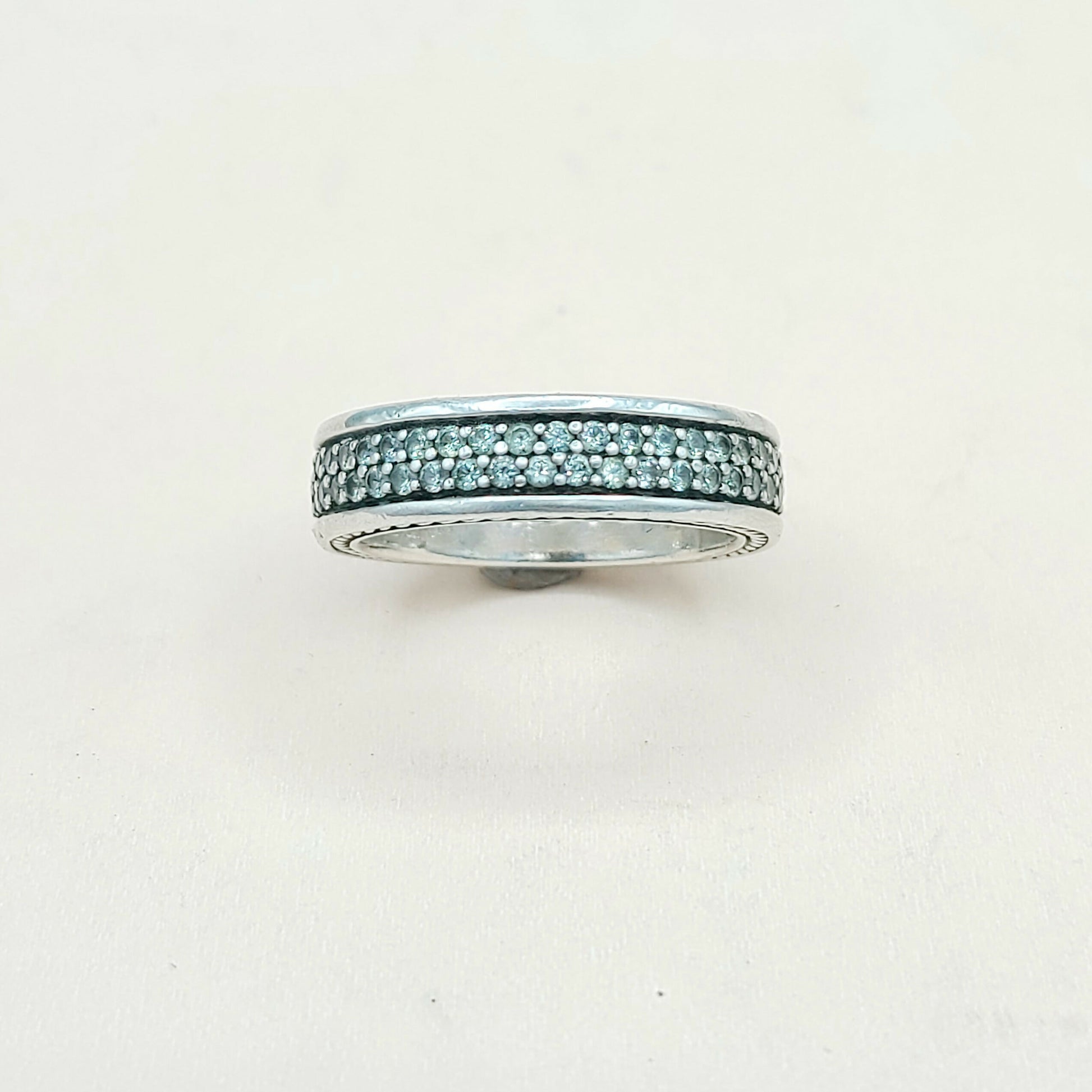    David Yurman Steamline Gray Sapphire Two Row Band Ring