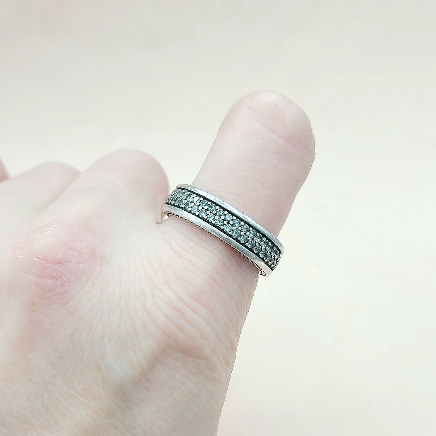   David Yurman Steamline Gray Sapphire Two Row Band Ring