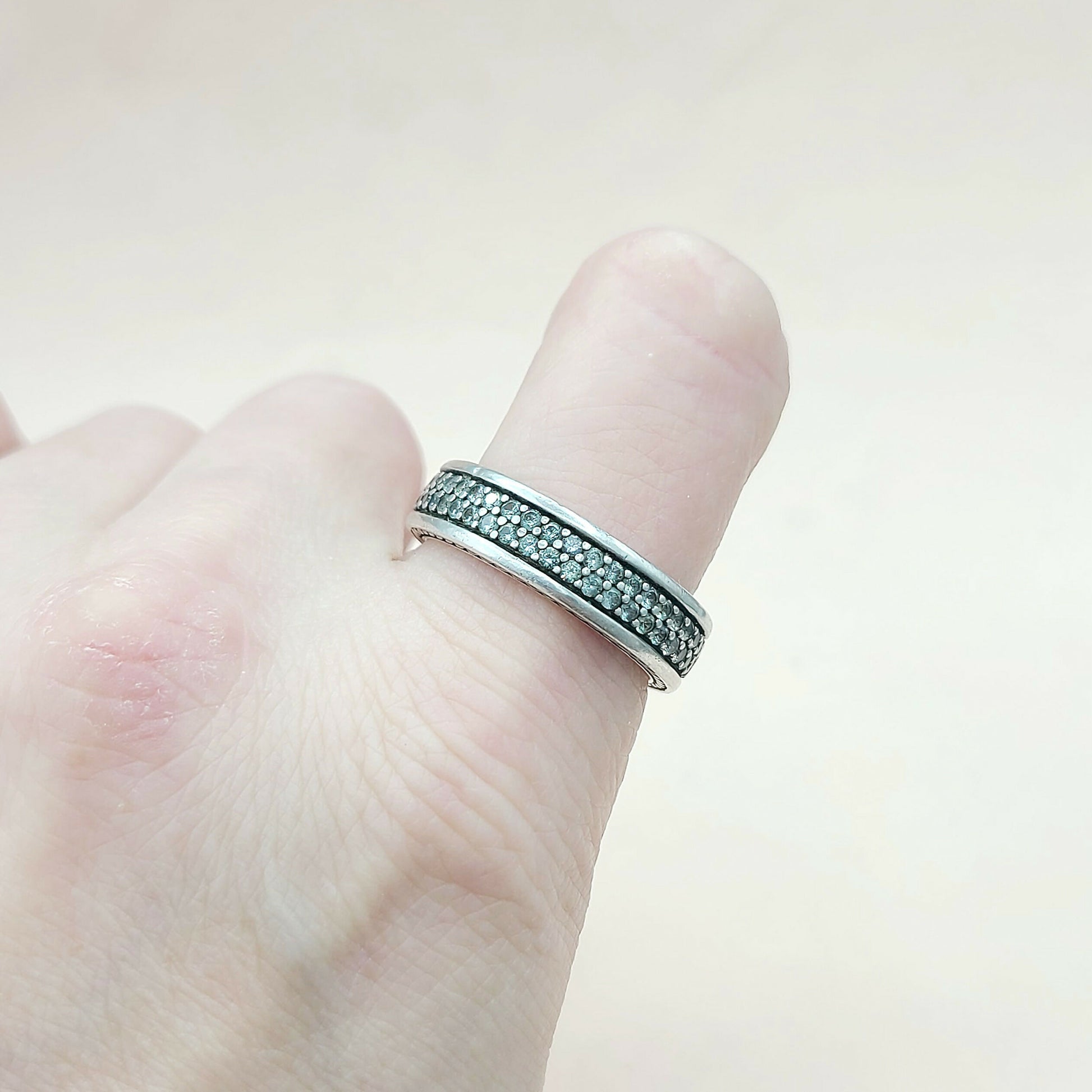    David Yurman Steamline Gray Sapphire Two Row Band Ring