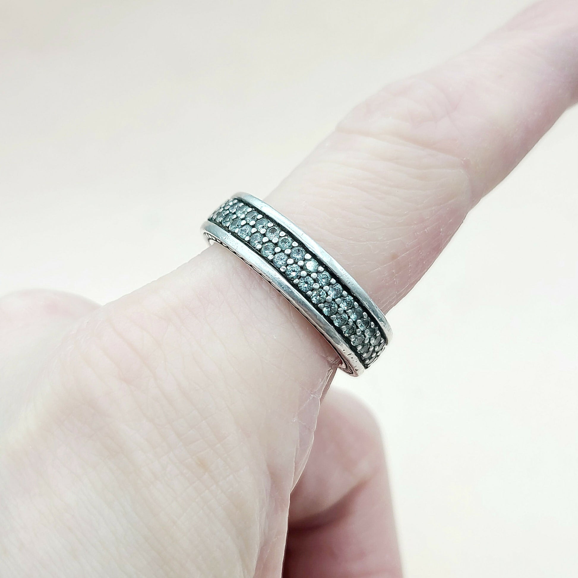    David Yurman Steamline Gray Sapphire Two Row Band Ring