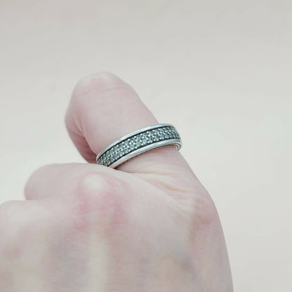   David Yurman Steamline Gray Sapphire Two Row Band Ring