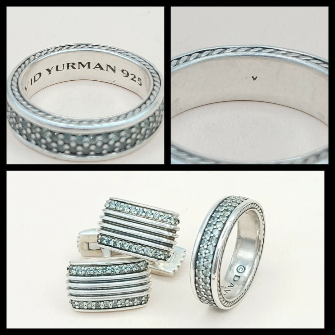    David Yurman Steamline Gray Sapphire Two Row Band Ring