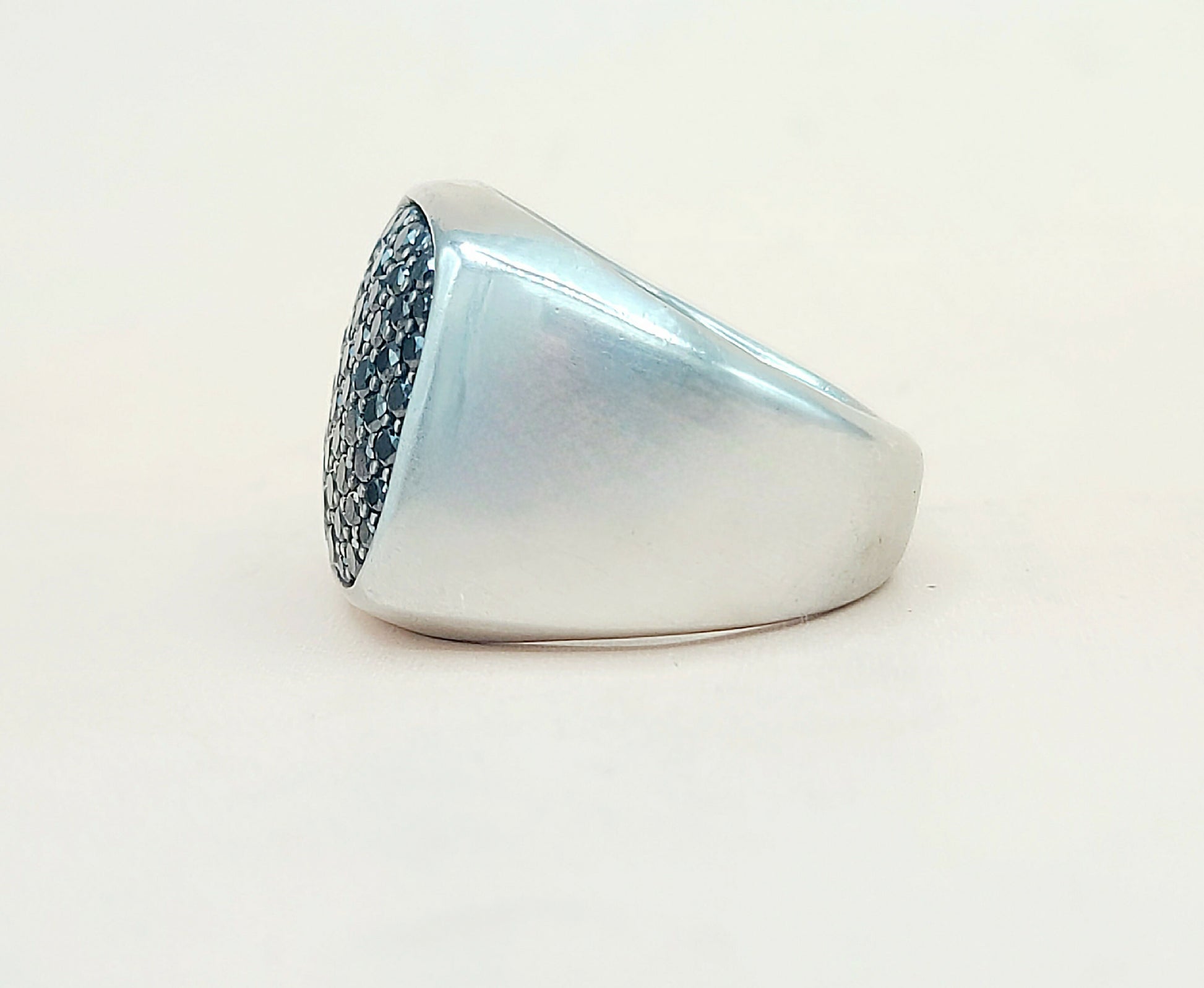    David Yurman Streamline Signet Ring Silver & Black Diamonds