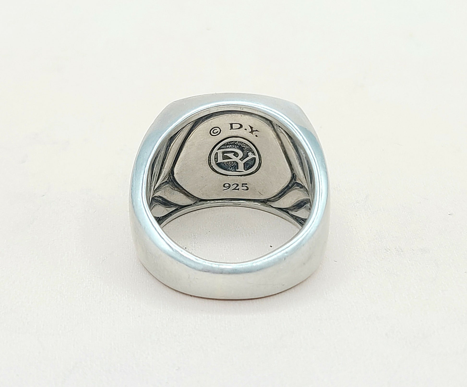    David Yurman Streamline Signet Ring Silver & Black Diamonds