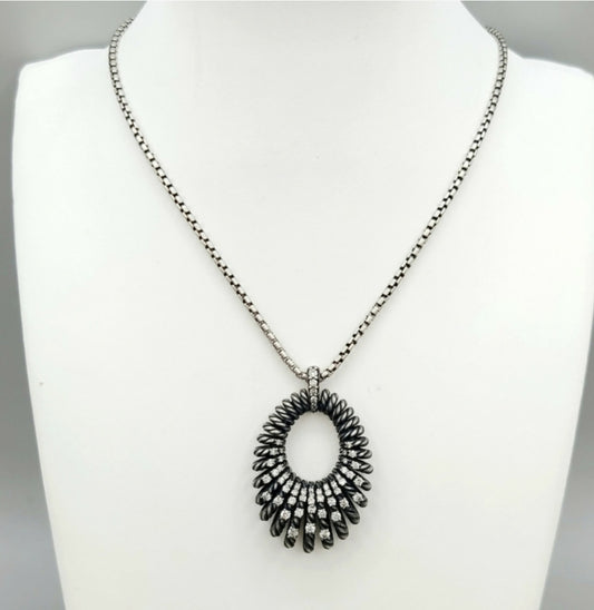    David Yurman Tempo Necklace – 34mm Diamond Pendant