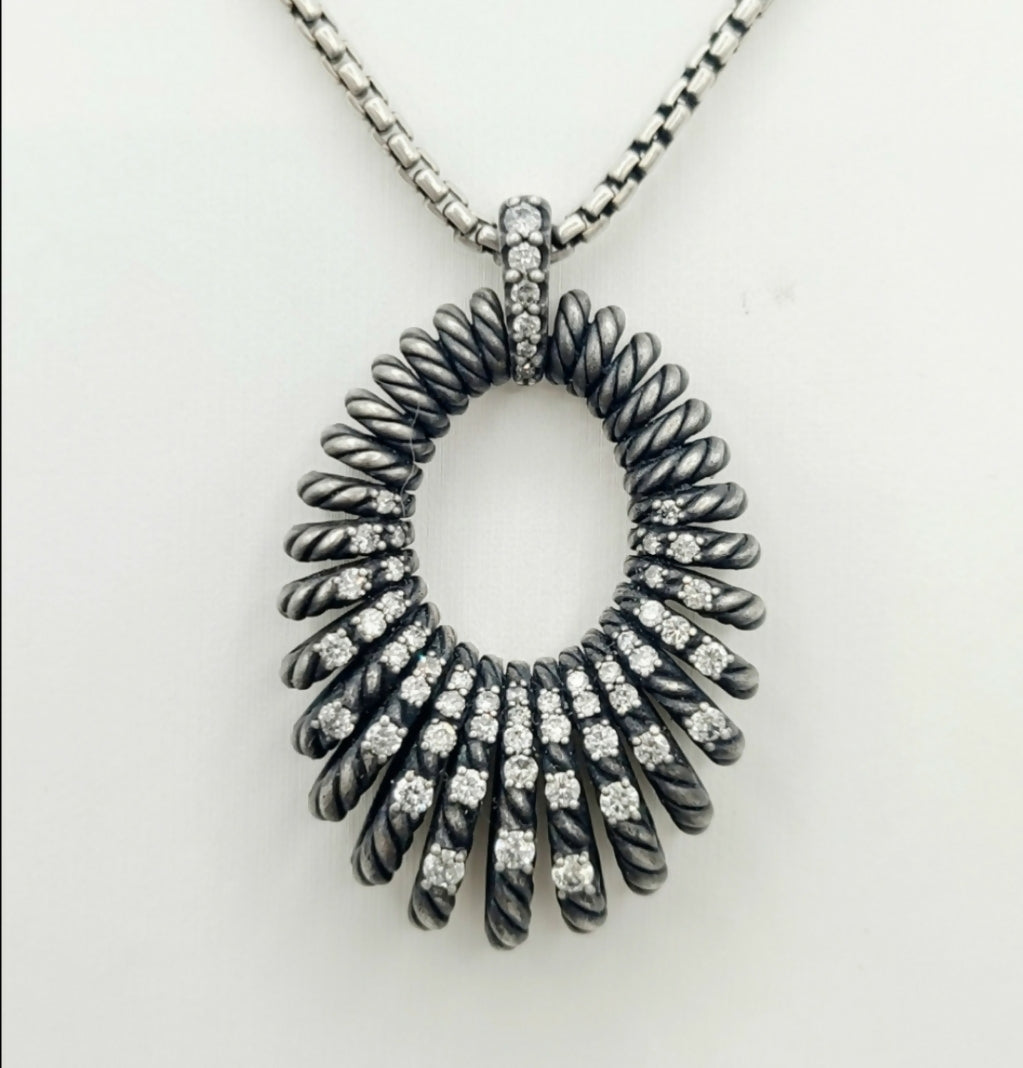    David Yurman Tempo Necklace – 34mm Diamond Pendant