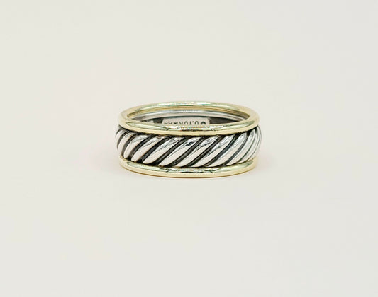    David Yurman Thoroughbred Cable Ring Silver & Gold