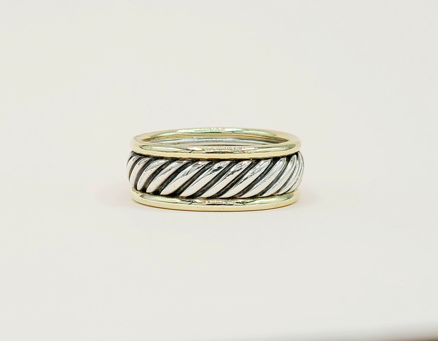    David Yurman Thoroughbred Cable Ring Silver & Gold