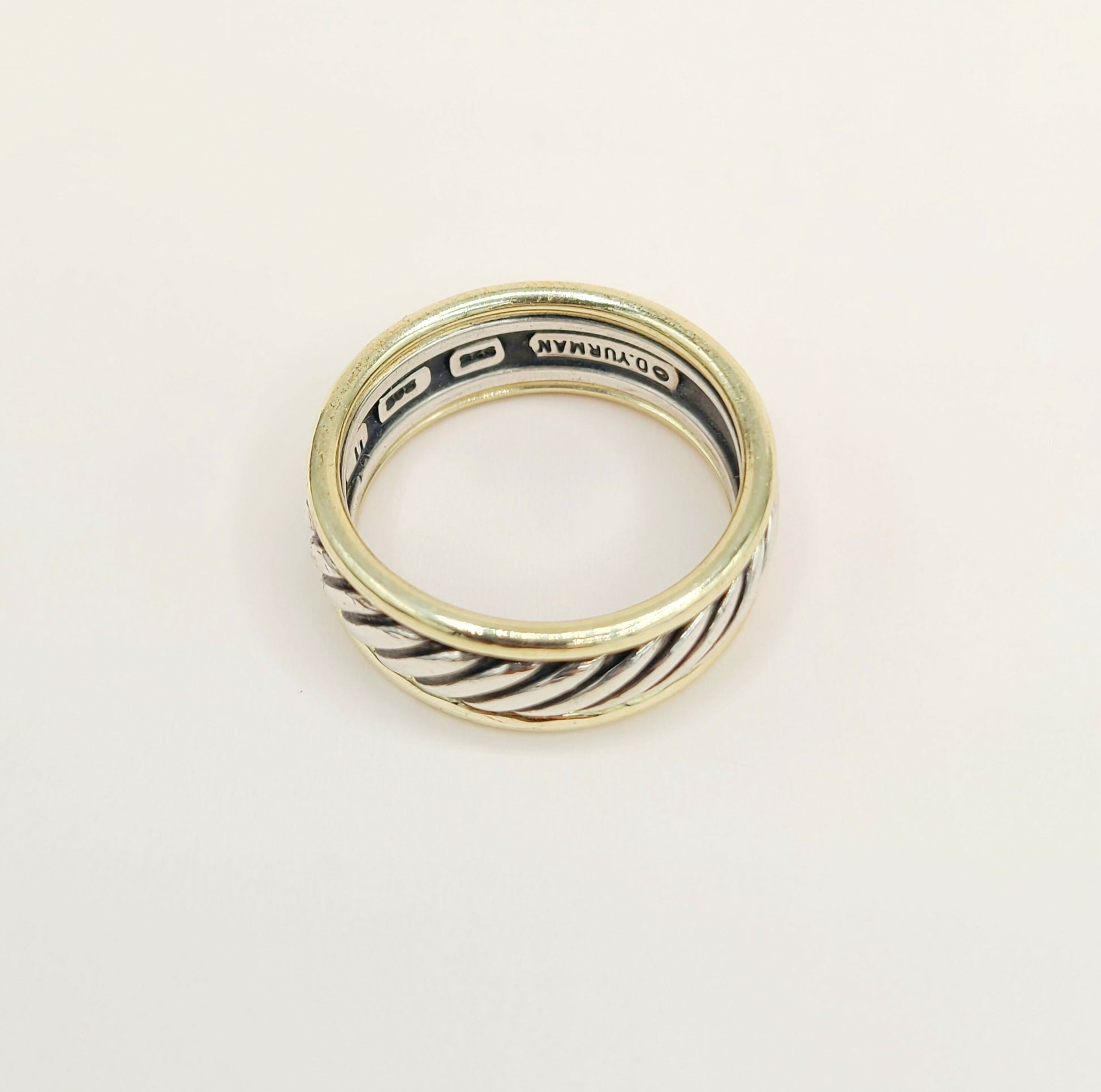    David Yurman Thoroughbred Cable Ring Silver & Gold