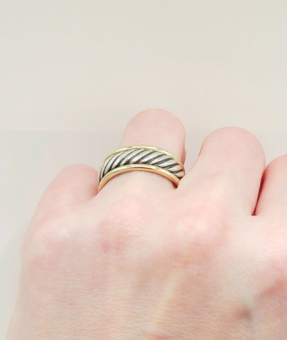    David Yurman Thoroughbred Cable Ring Silver & Gold