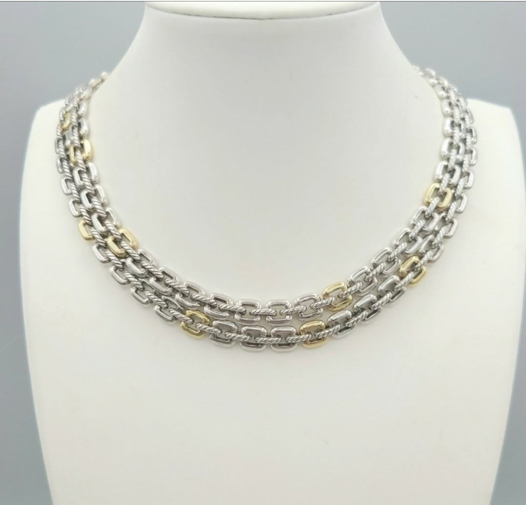    David Yurman Thoroughbred Double Row Necklace – 18k Gold