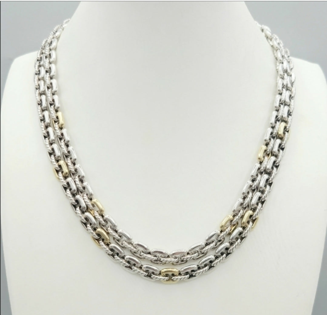    David Yurman Thoroughbred Double Row Necklace – 18k Gold