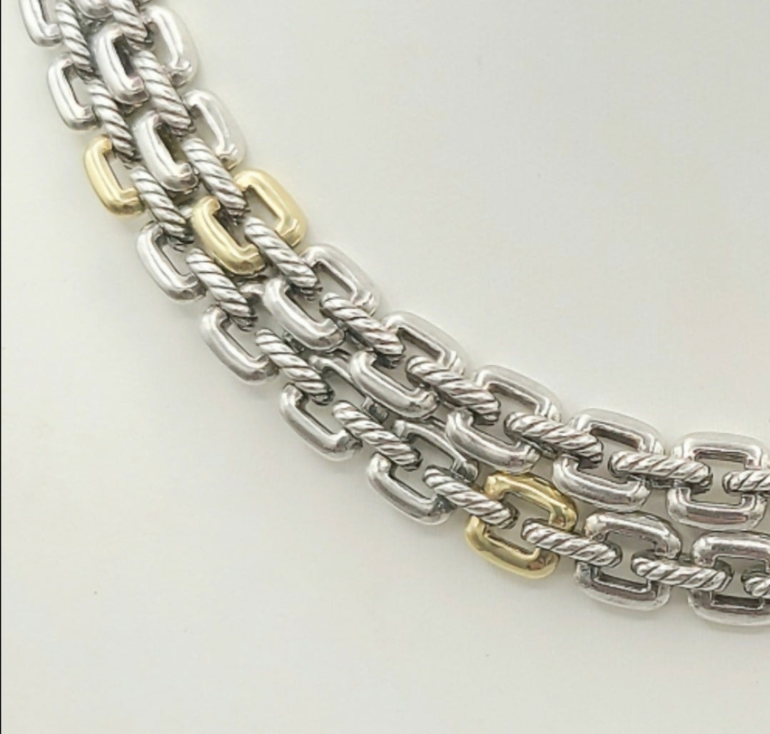    David Yurman Thoroughbred Double Row Necklace – 18k Gold