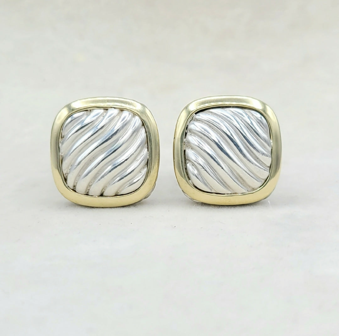    David Yurman Thoroughbred Sculpted Earrings With Gold