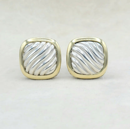    David Yurman Thoroughbred Sculpted Earrings With Gold