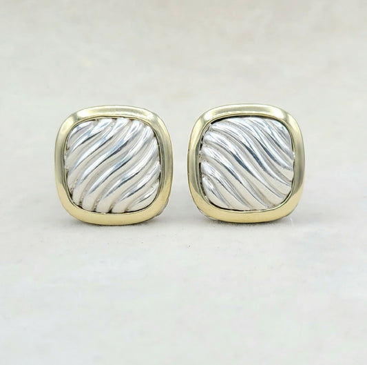   David Yurman Thoroughbred Sculpted Earrings With Gold