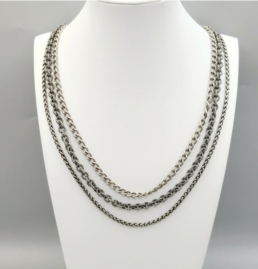    David Yurman Three Row Chain Necklace