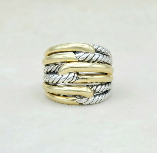    David Yurman Triple- Loop Labyrinth Ring With 18k Gold