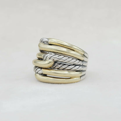    David Yurman Triple- Loop Labyrinth Ring With 18k Gold