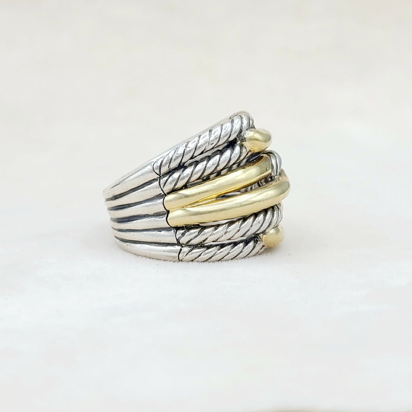    David Yurman Triple- Loop Labyrinth Ring With 18k Gold