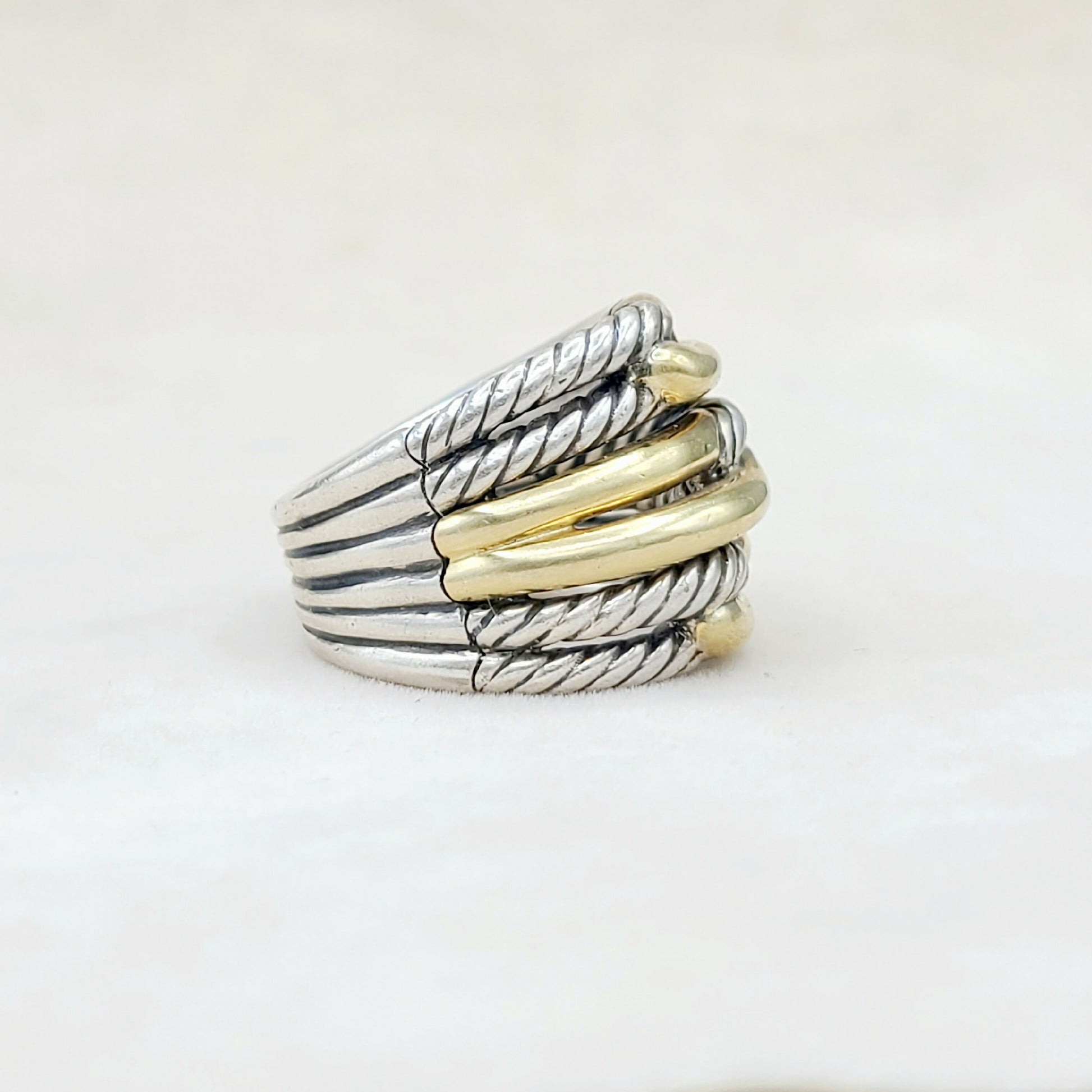    David Yurman Triple- Loop Labyrinth Ring With 18k Gold