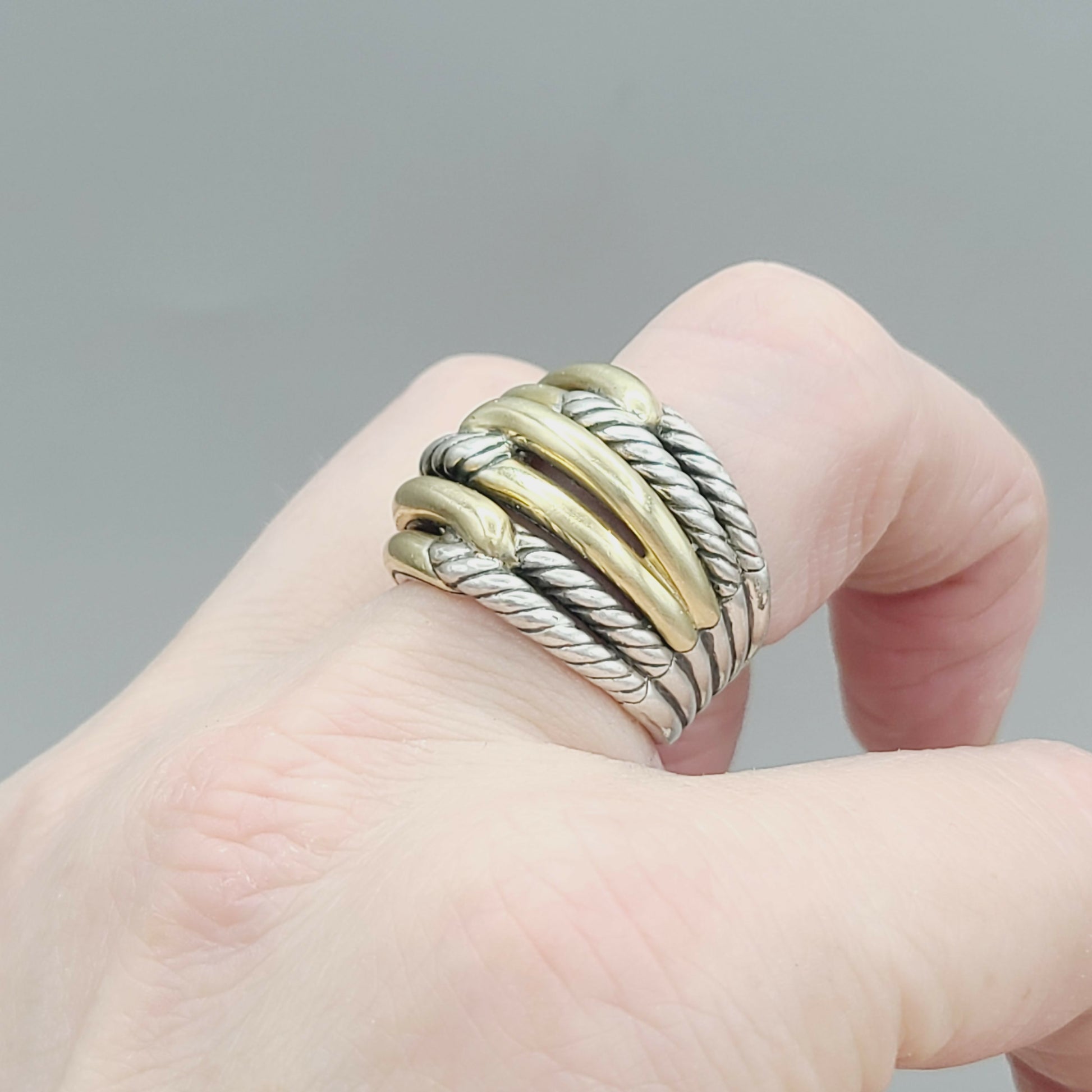    David Yurman Triple- Loop Labyrinth Ring With 18k Gold
