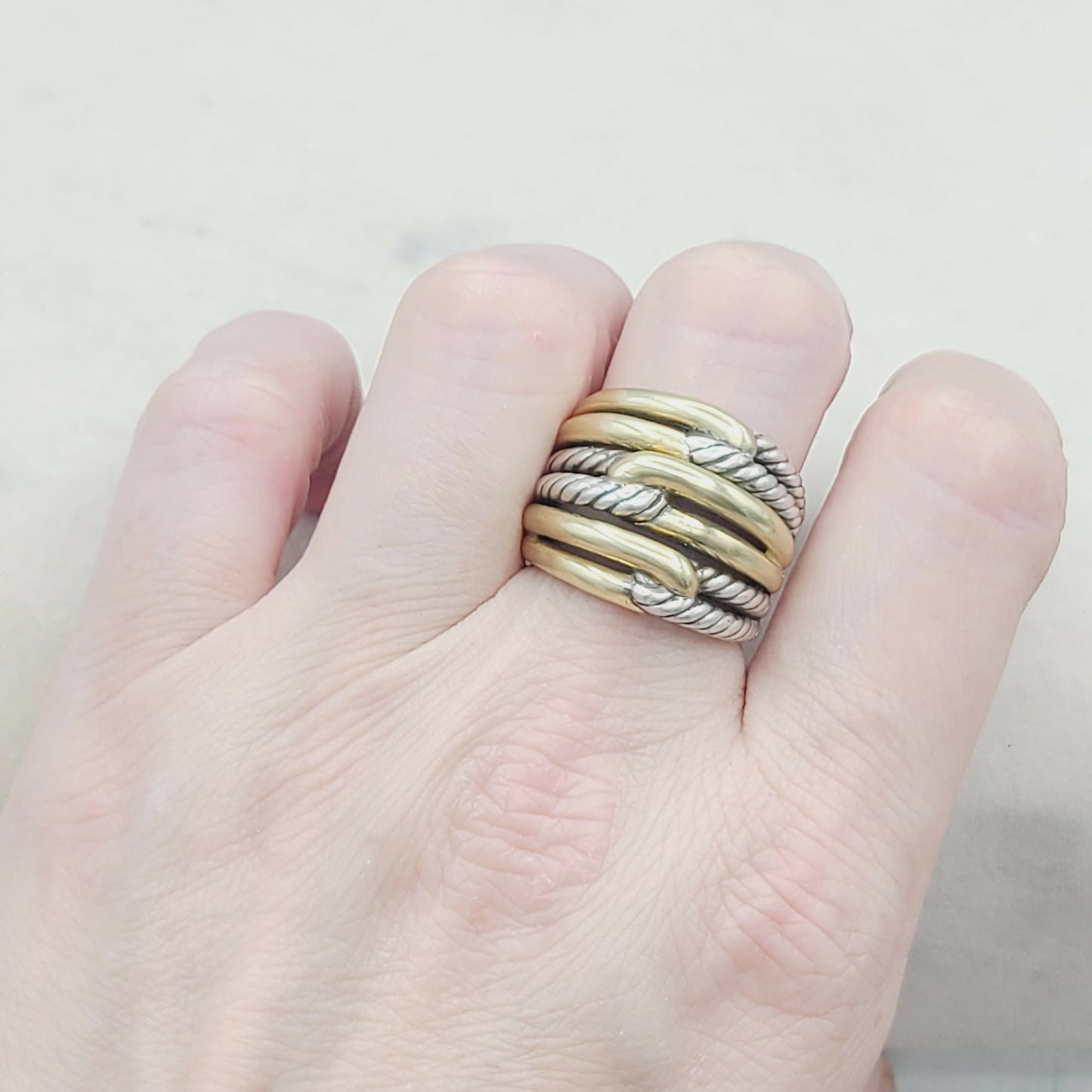    David Yurman Triple- Loop Labyrinth Ring With 18k Gold