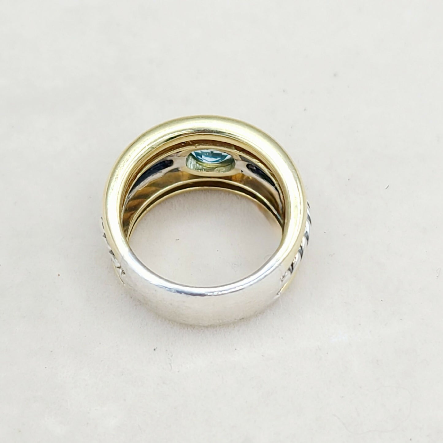    David Yurman Triple Row Stack Ring Blue Topaz & 18K Gold