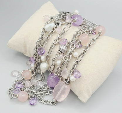    David Yurman Tweejoux Necklace – Amethyst & Rose Quartz