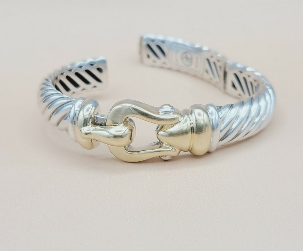    David Yurman Waverly Buckle Cable Bracelet 10mm Gold