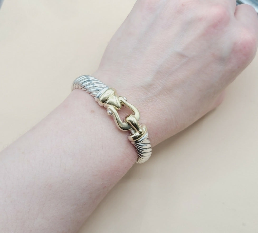    David Yurman Waverly Buckle Cable Bracelet 10mm Gold