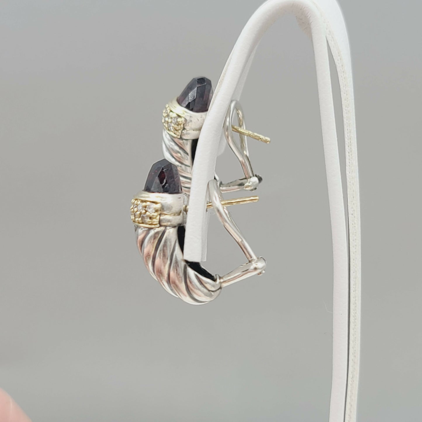    David Yurman Waverly Earrings Garnet, Diamonds & Gold