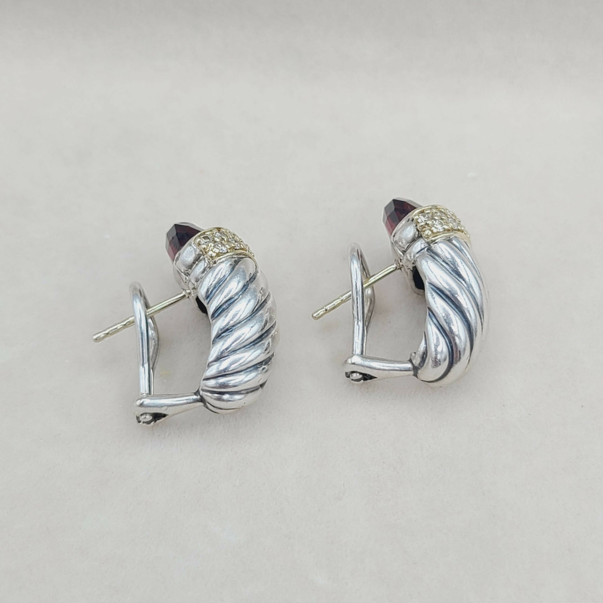    David Yurman Waverly Earrings Garnet, Diamonds & Gold